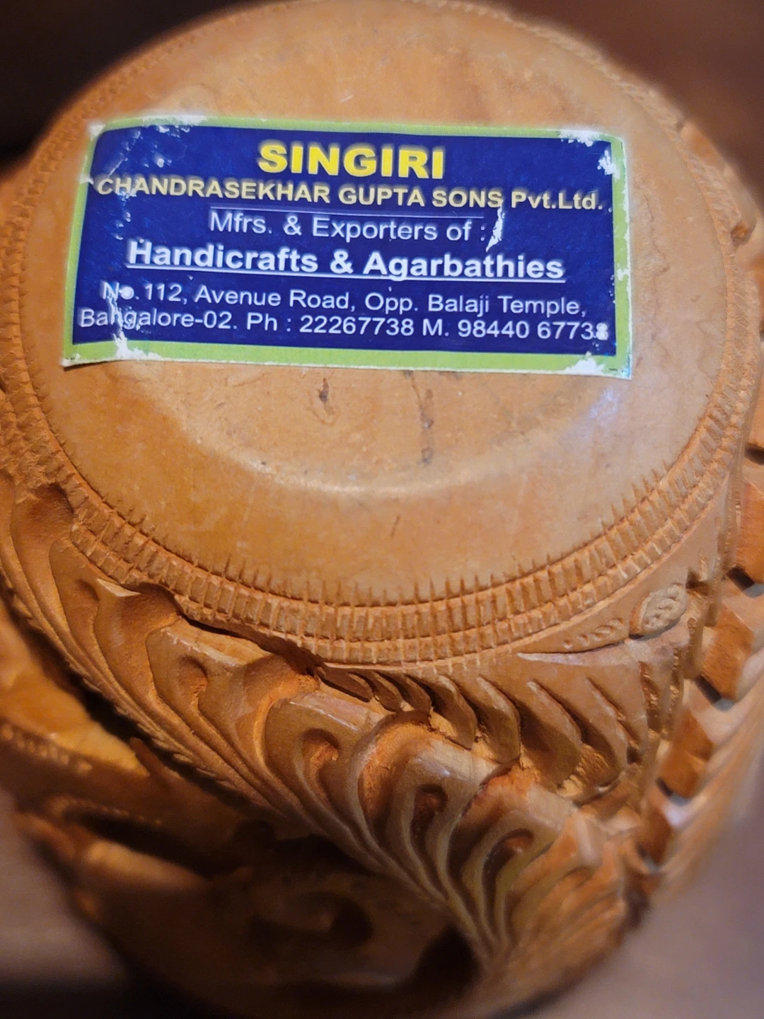 SINGIRI Wooden Carved Elephant Vase - photo 3