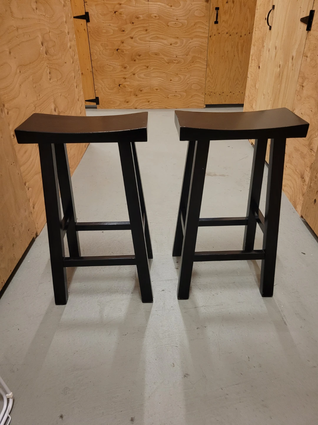 Pair of Black Wooden SADLE STYLE Bar Stools