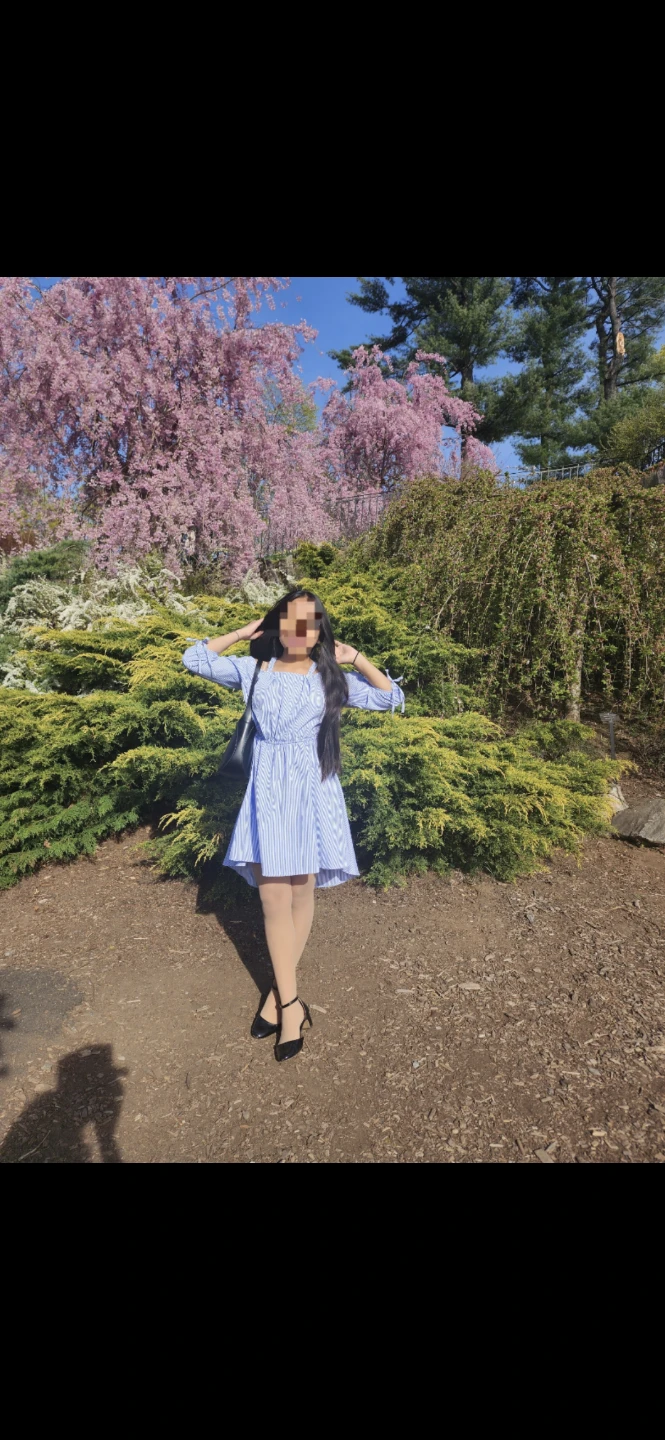 Blue and White Striped Cold Shoulder Dress