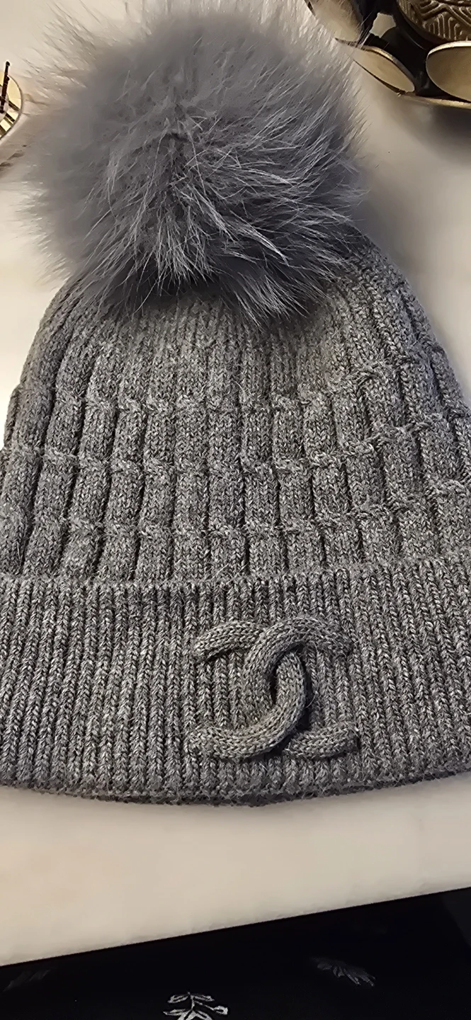 Chanel Grey Wool & Rabbit Hair Beanie with Pom Pom - photo 4