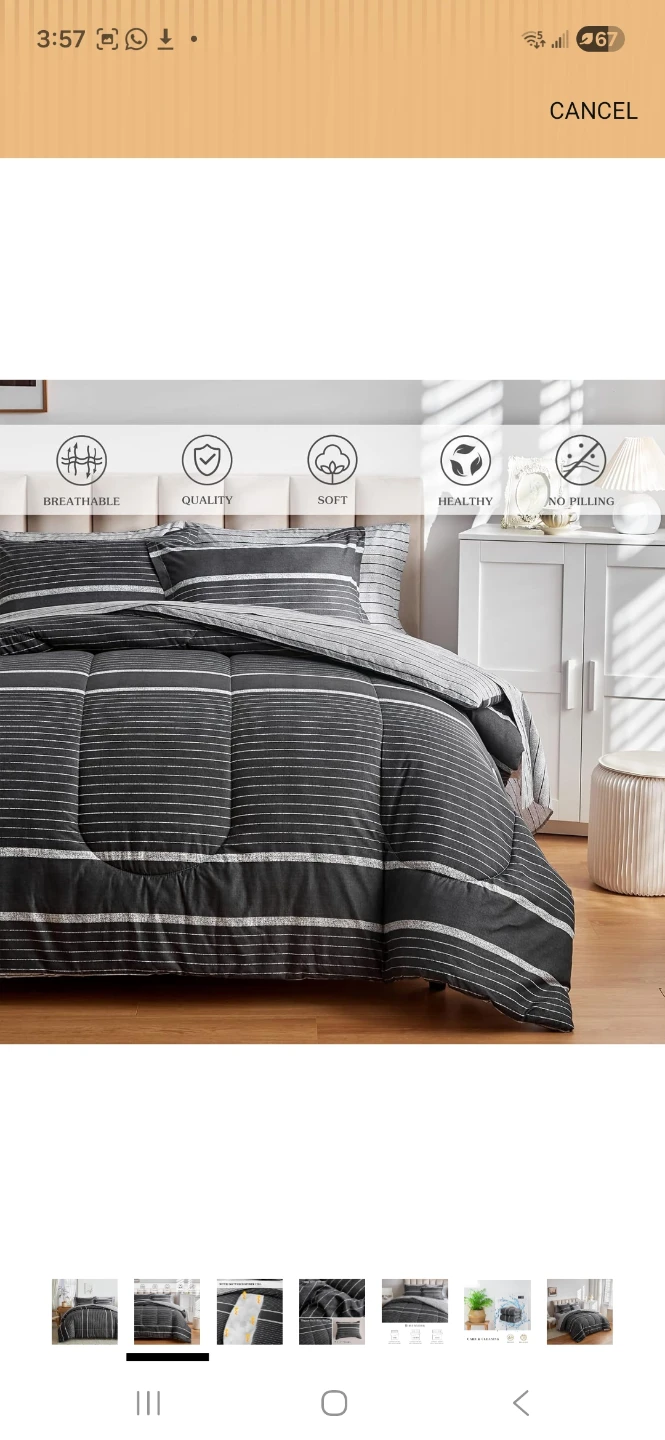 Dark Gray Striped Comforter Set - Queen set - photo 2