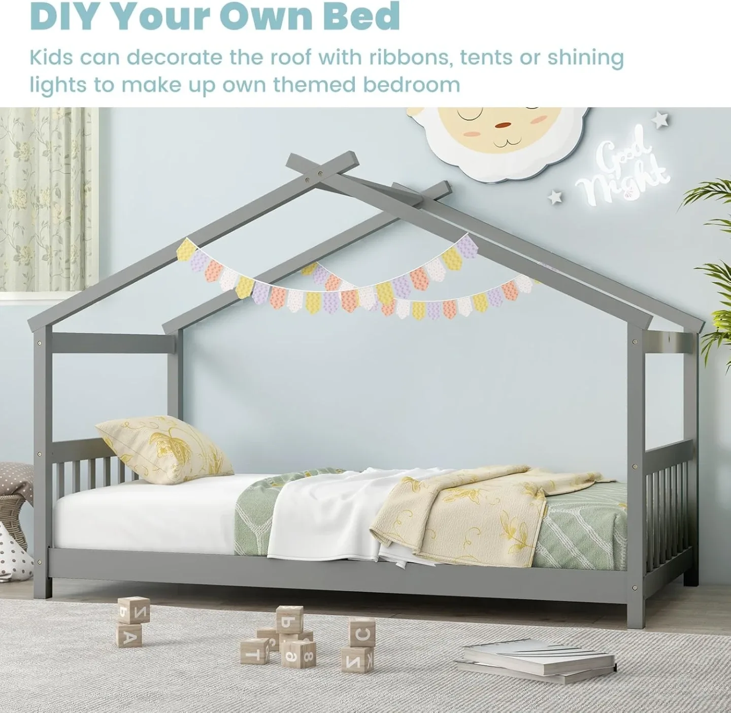Montessori Wooden House Bed Frame Twin
