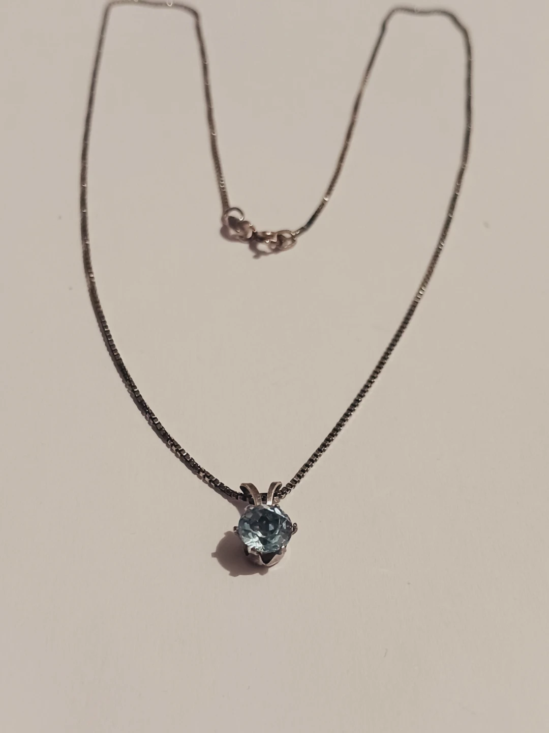 Sterling Silver 925  Blue Topaz Pendant Necklace - photo 3