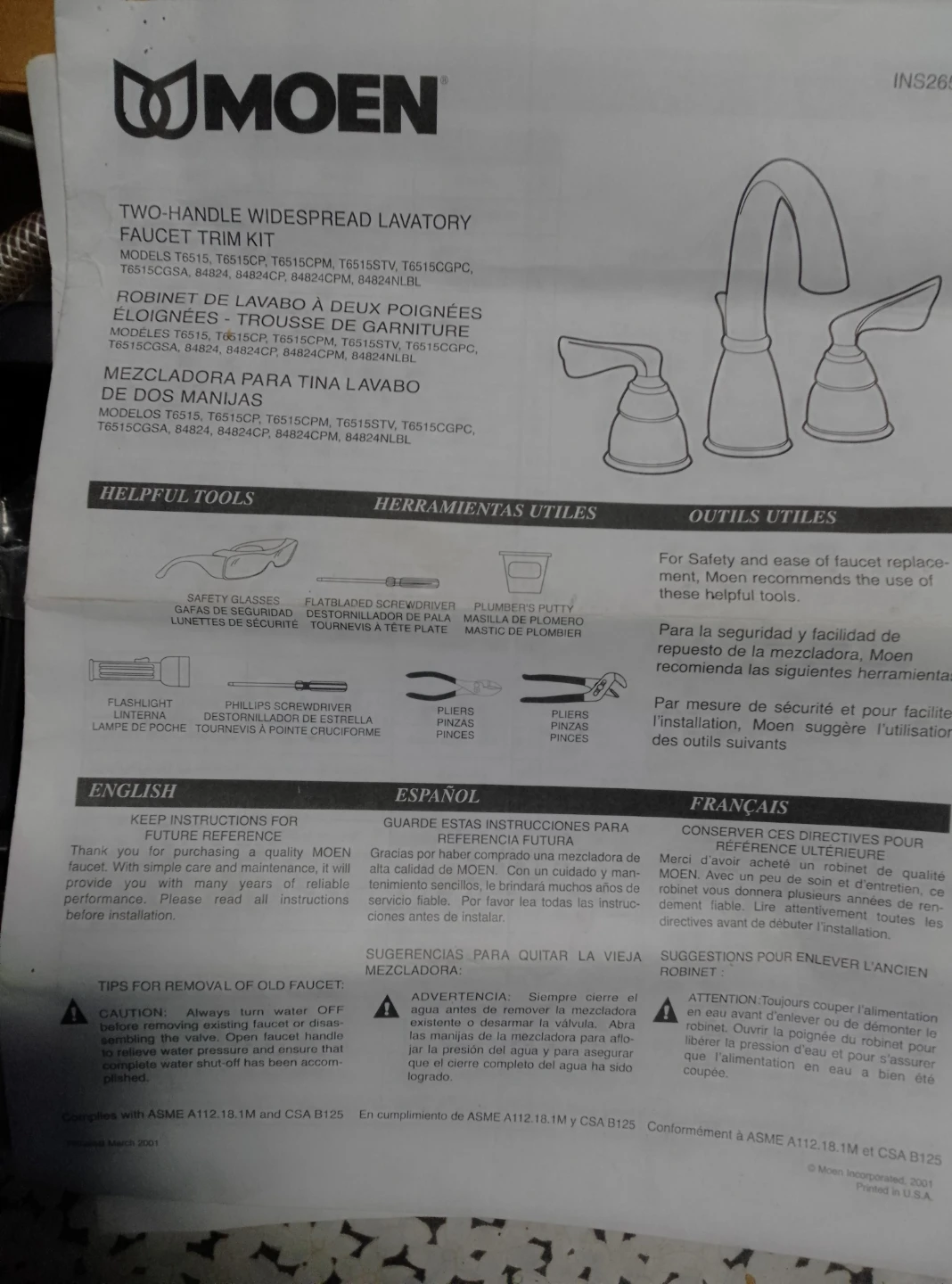 MOEN Two Handle Widespread Lavatory Faucet Trim Kit + Valve Kit - photo 4