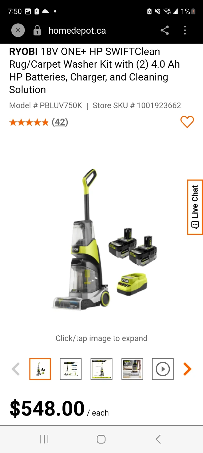 RYOBI 18V ONE+ HP SWIFTClean Rug/Carpet Washer Kit - photo 2