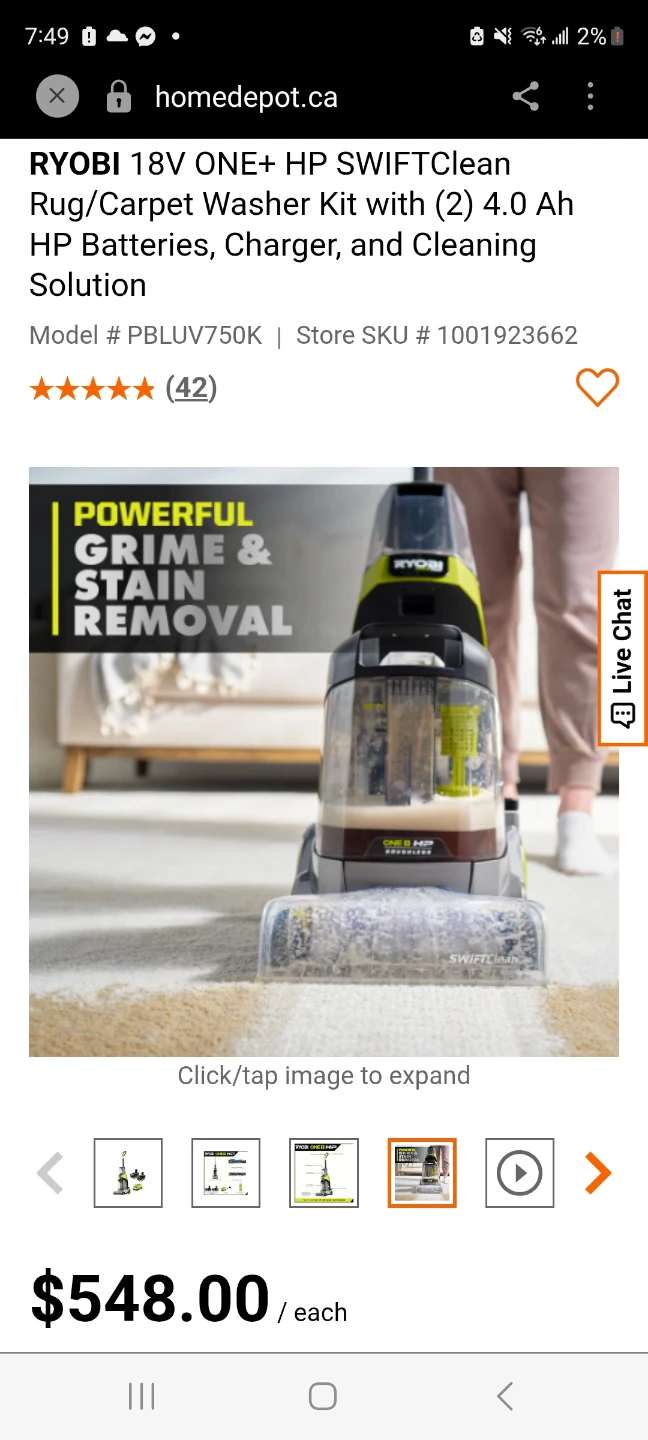 RYOBI 18V ONE+ HP SWIFTClean Rug/Carpet Washer Kit - photo 3