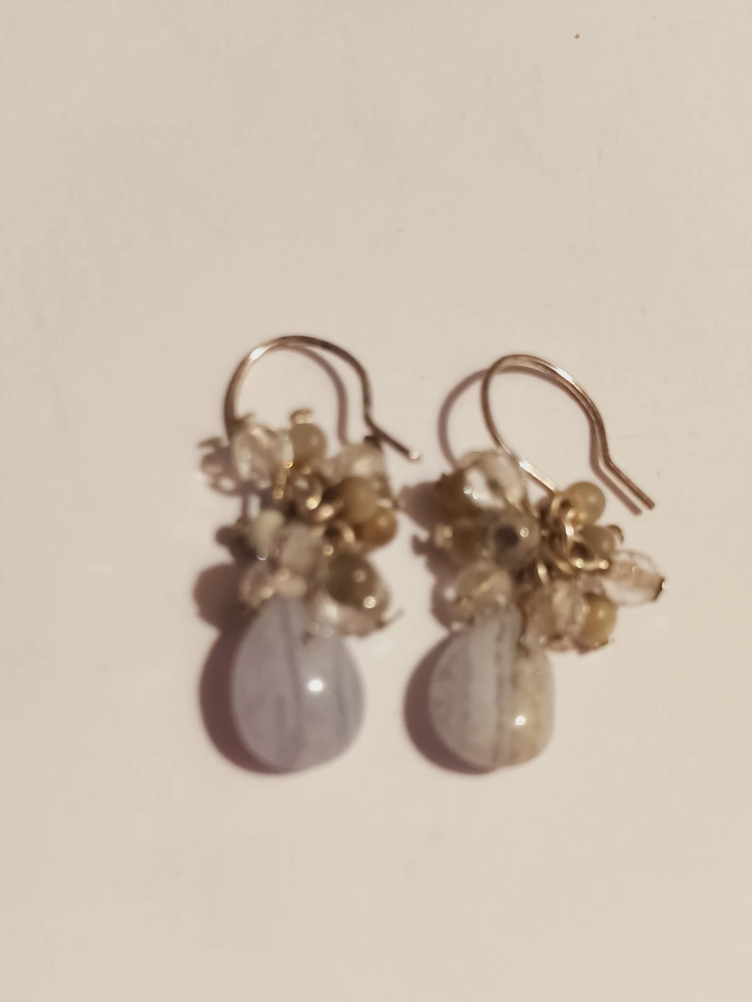 Blue Lace Agate & Clear Quartz Earrings - photo 3