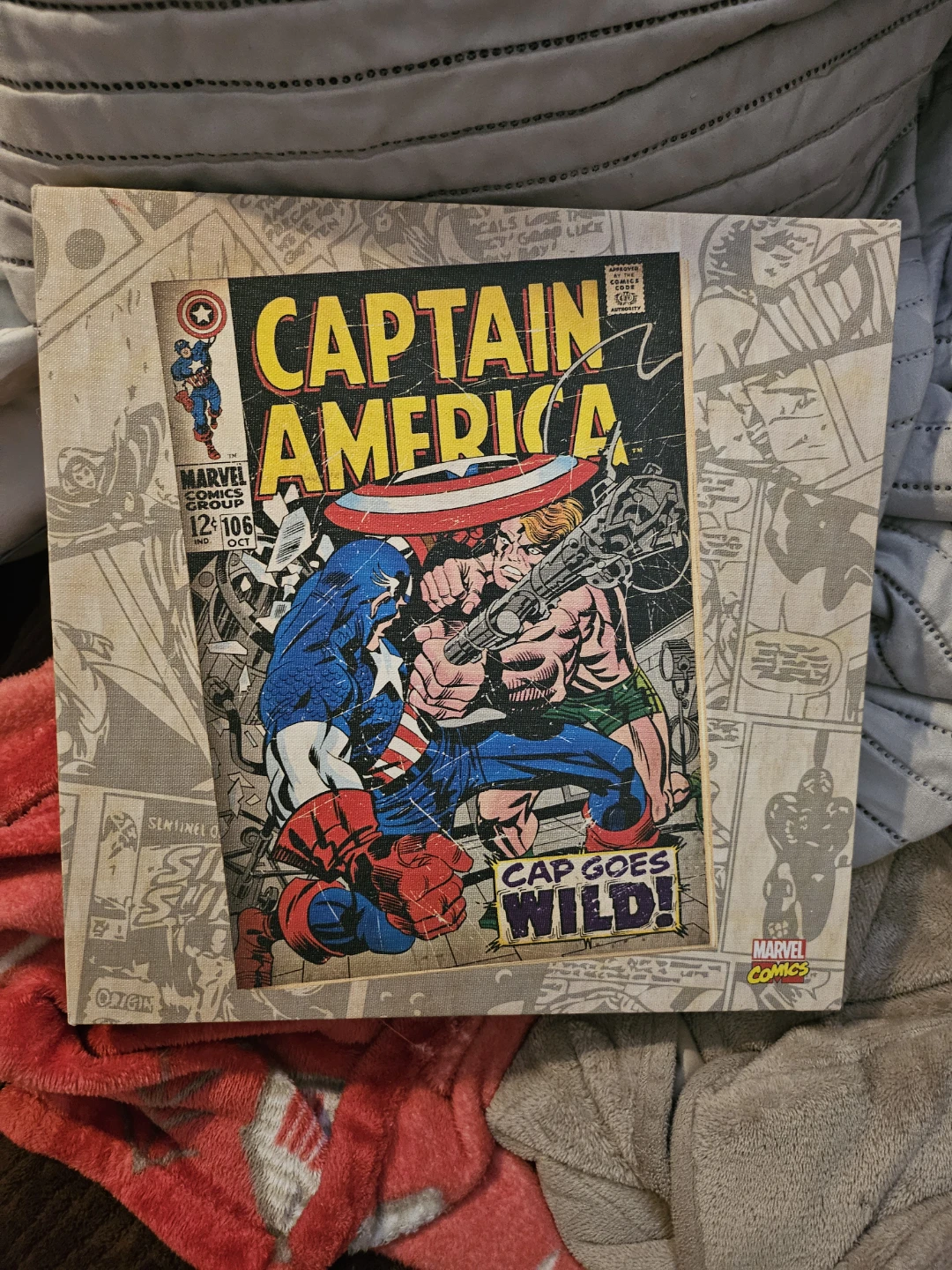 Captain America "Cap Goes Wild" Comic Book Art Canvas