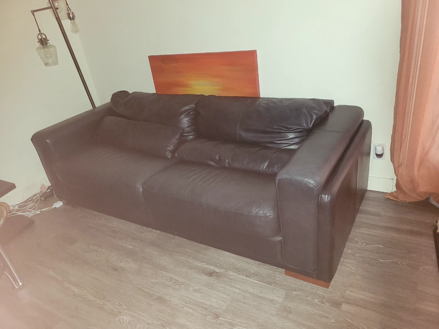 Dark Brown Leather Sofa - photo 3