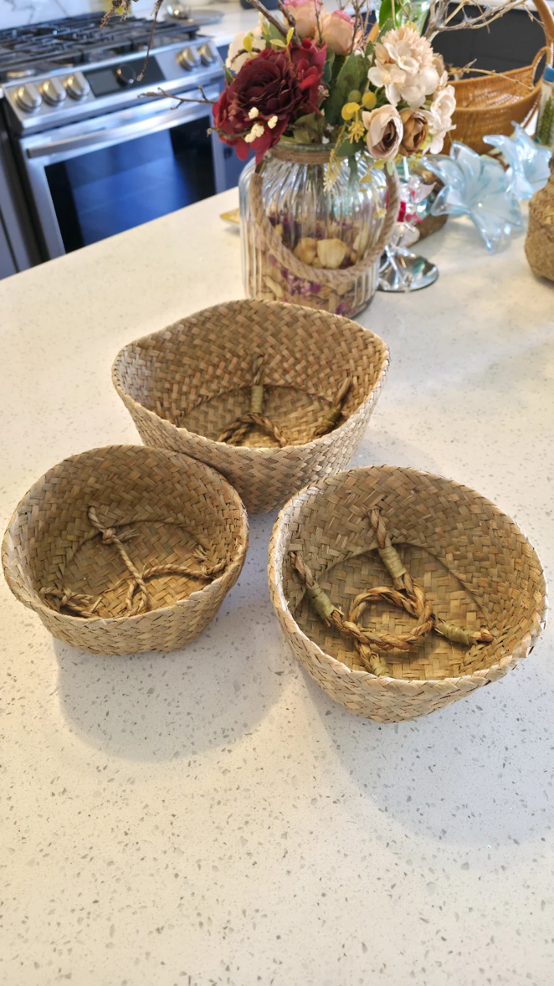 Plant Baskets for sale Set of 3 Woven Seagrass Baskets - photo 3