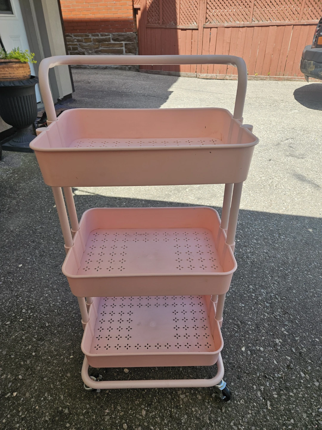 Pink 3-Tier Rolling Cart