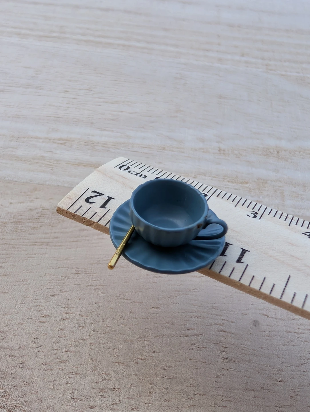 Miniature Blue Teacup Saucer and Spoon doll mini food item - photo 5