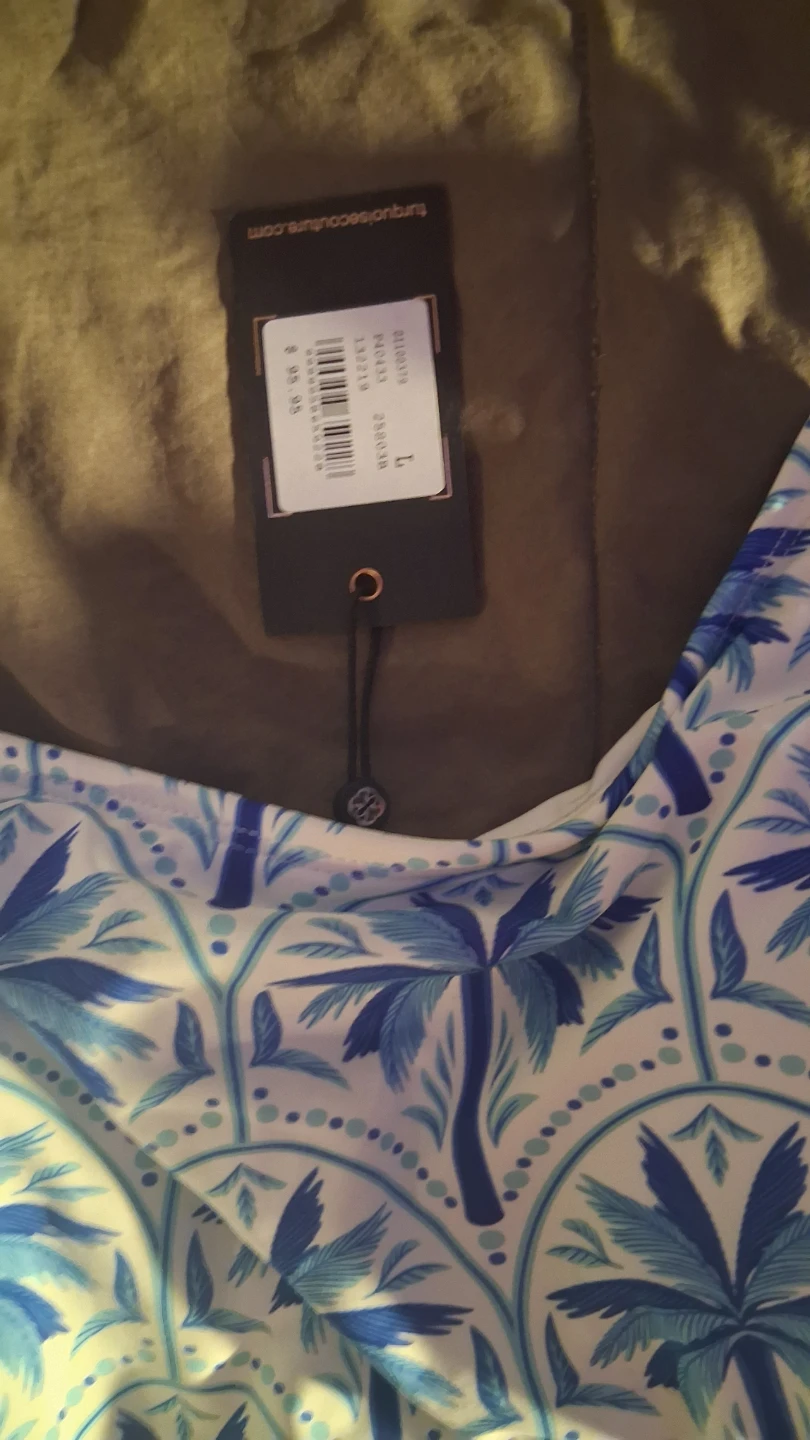 Turquoise & Co. Blue Floral Ruched Tankini Top Size L - photo 3