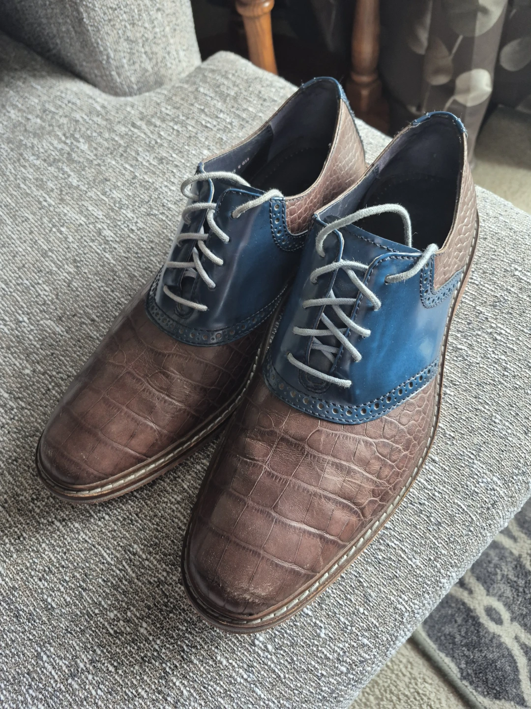 Brown & Blue Croc Cole Haan Embossed Oxfords ⚽️ - photo 3