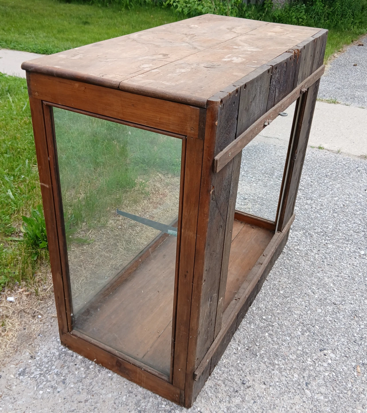 Antique Wooden Display Case with Glass - photo 4