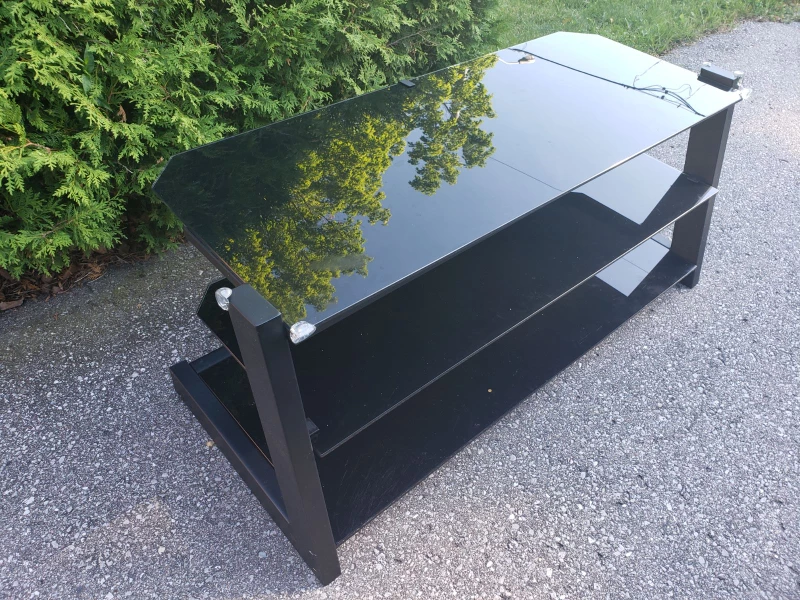 Black Glass Entertainment TV Stand - photo 2