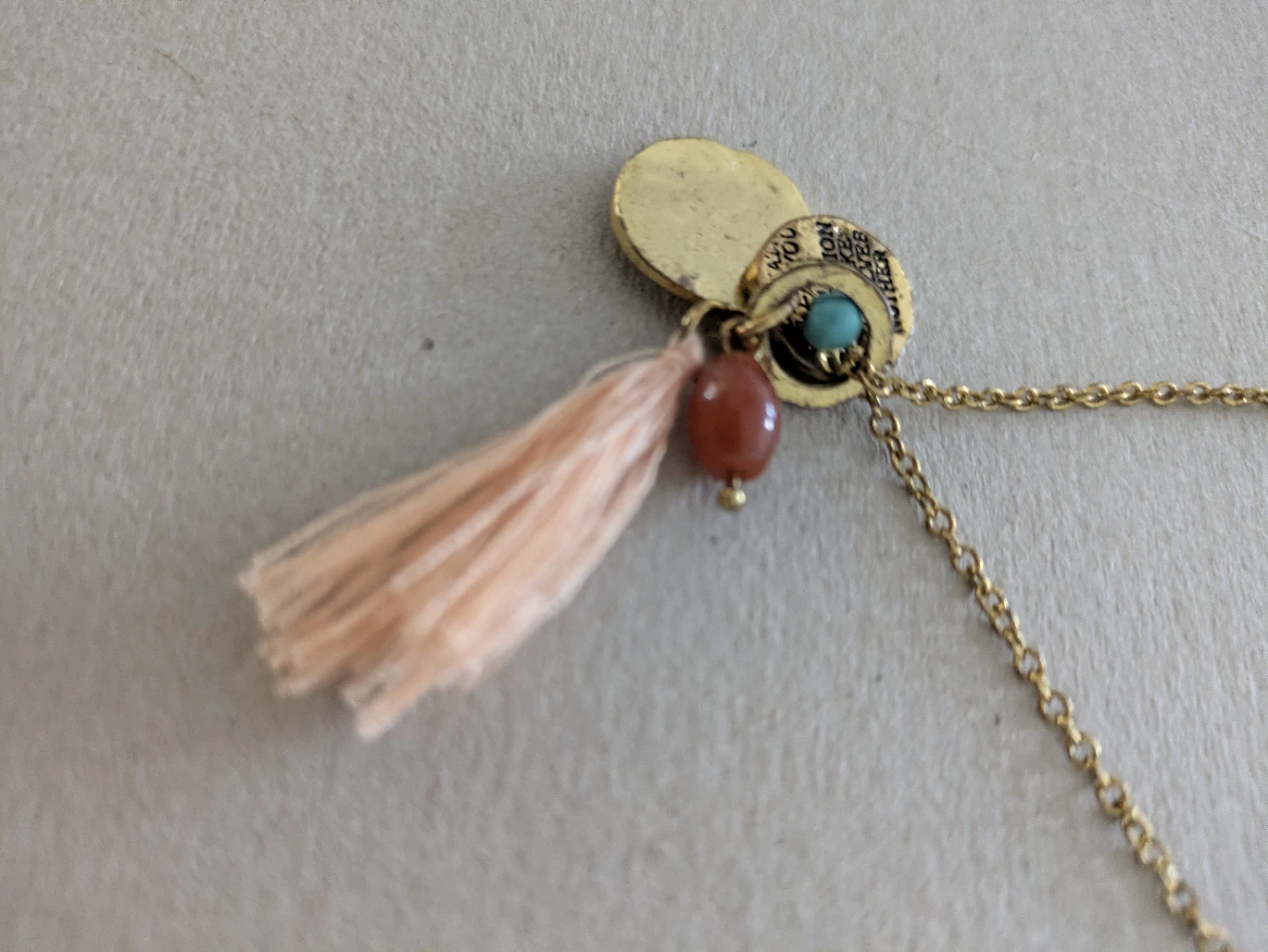 ⚽ Gold-tone Necklace with Peach Tassel