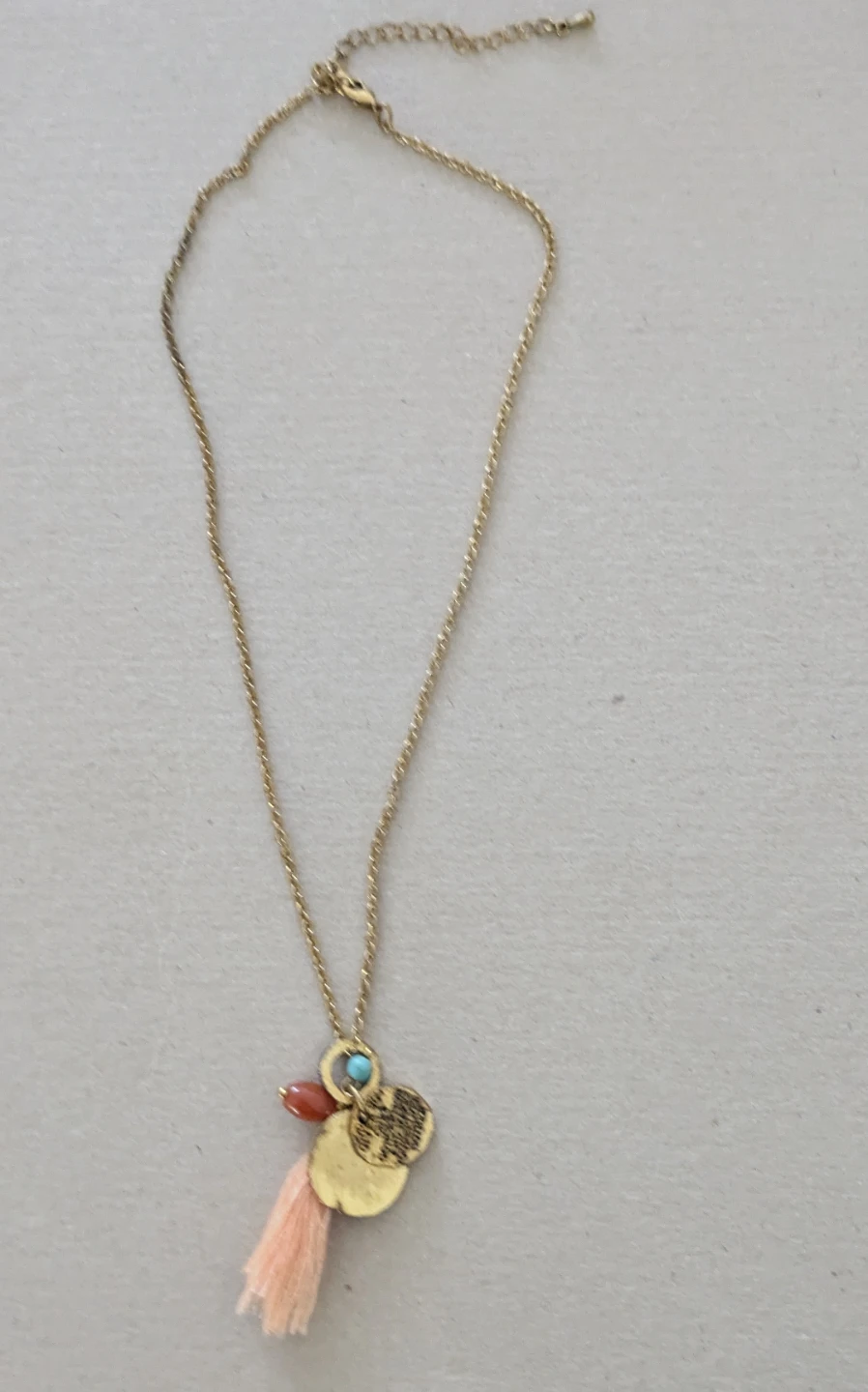 ⚽ Gold-tone Necklace with Peach Tassel - photo 2