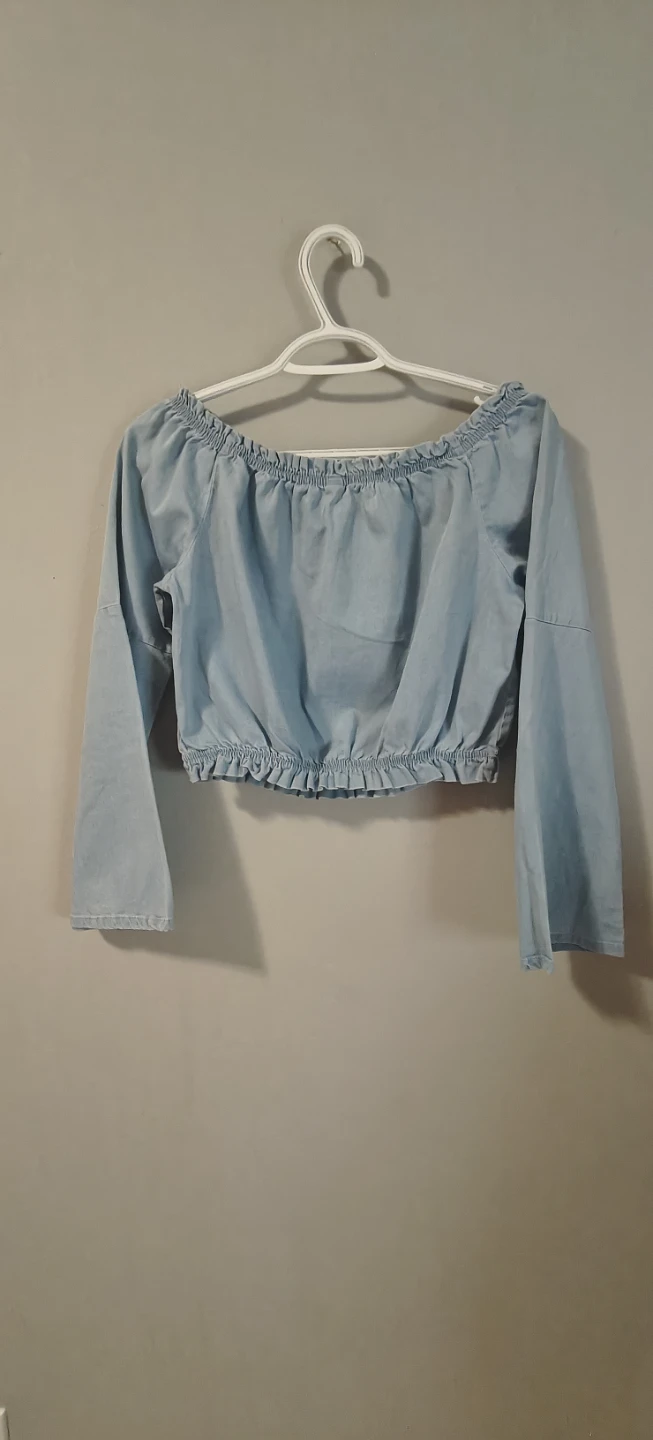 Light Blue Off-the-Shoulder Crop Top - photo 2