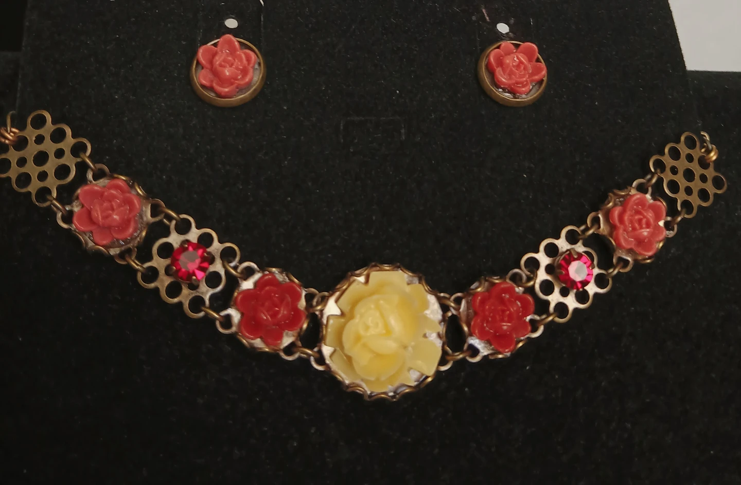 Rose Charm Bracelet and Earrings Set