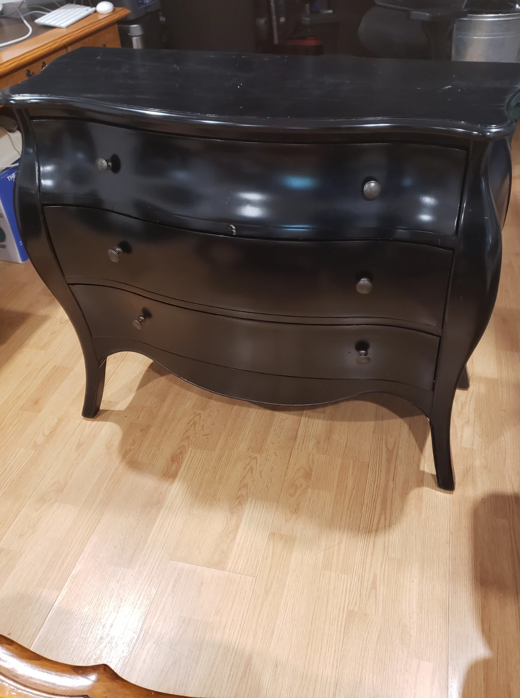 Black 3-Drawer Curvy Dresser - solid wood