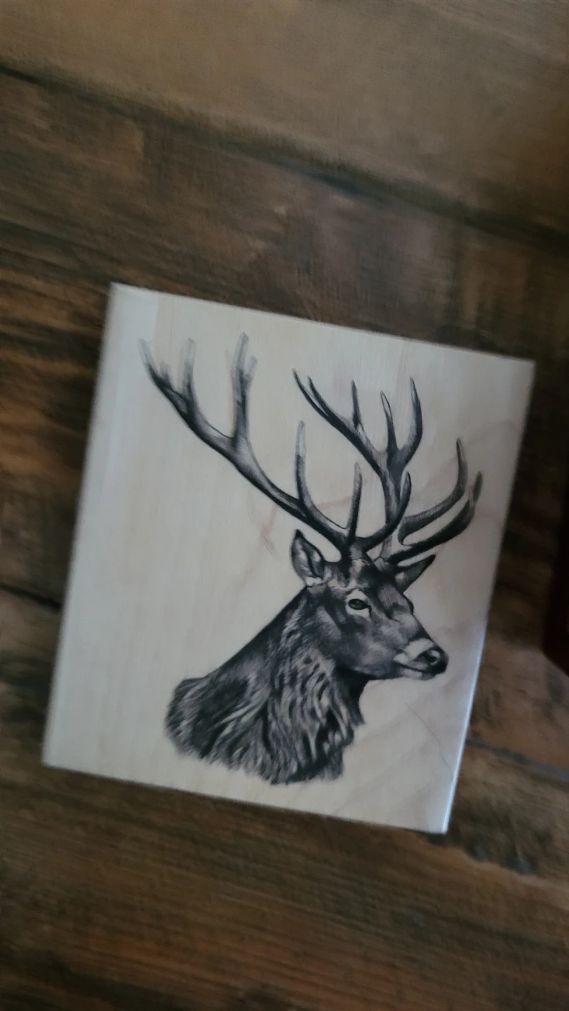 Wooden rubber stamp with Deer Illustration