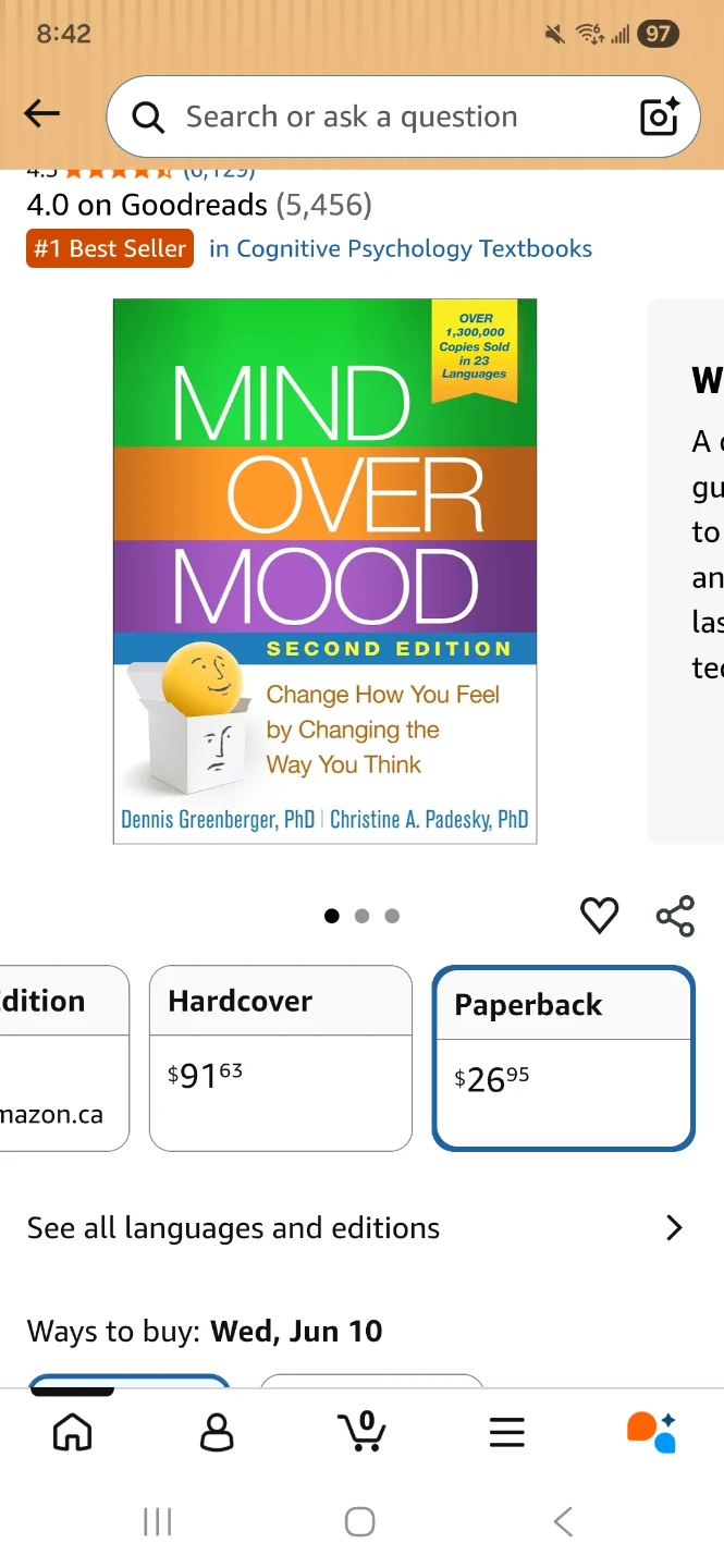 Mind Over Mood Book