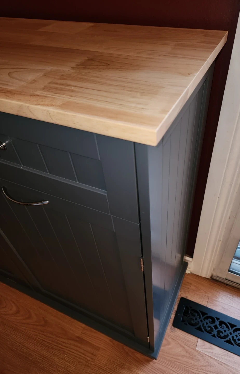 Grey Kitchen Island with Wood Top - photo 3