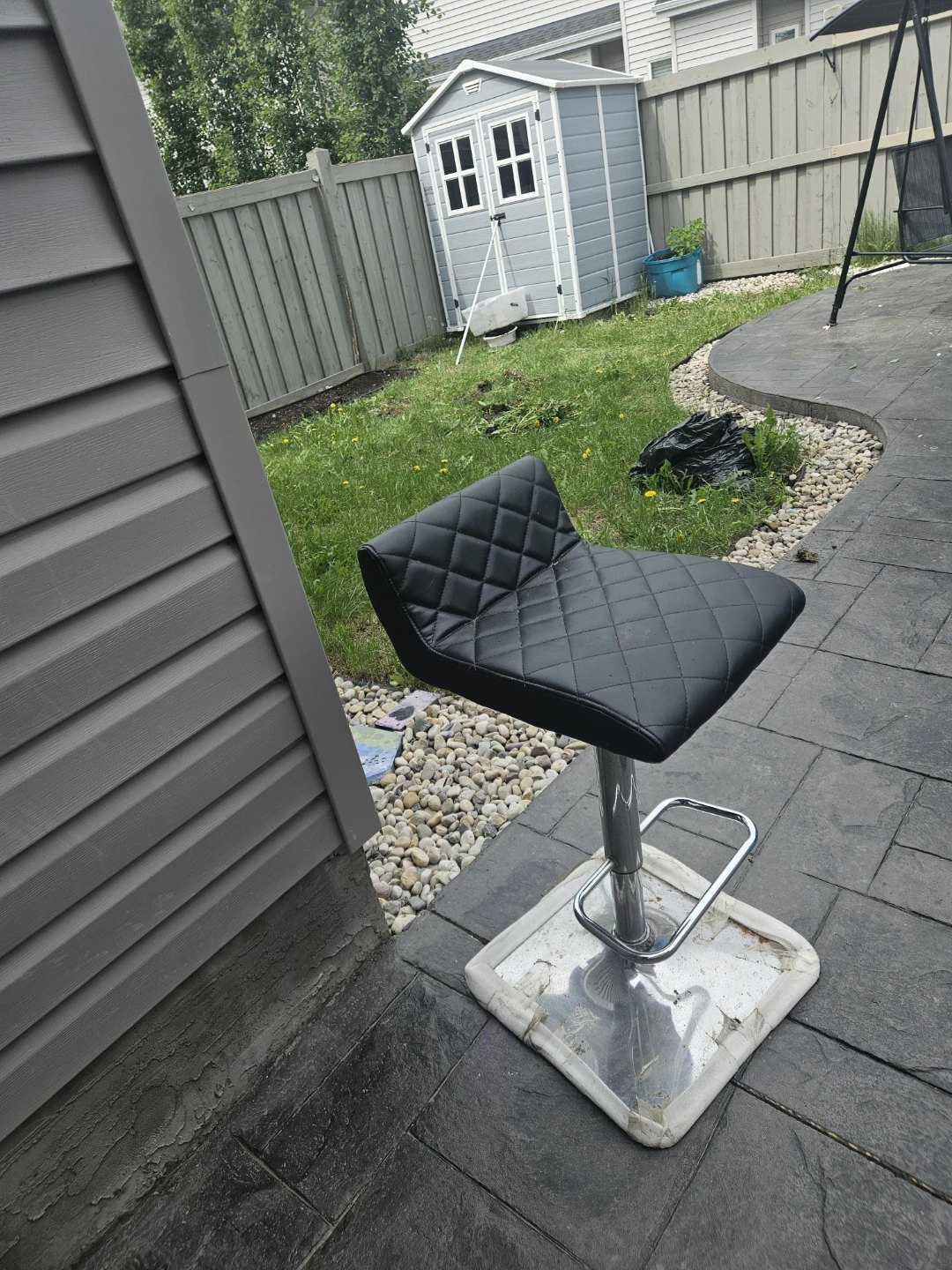 Black Faux Leather Bar Stool with Chrome Base