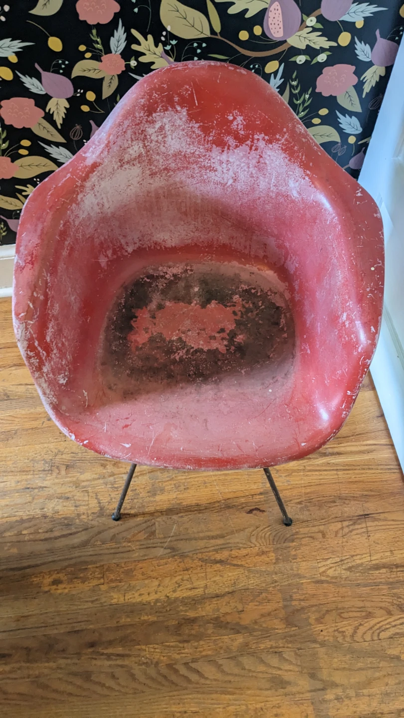 Vintage Red Plastic Shell Chair with Metal Legs - photo 2