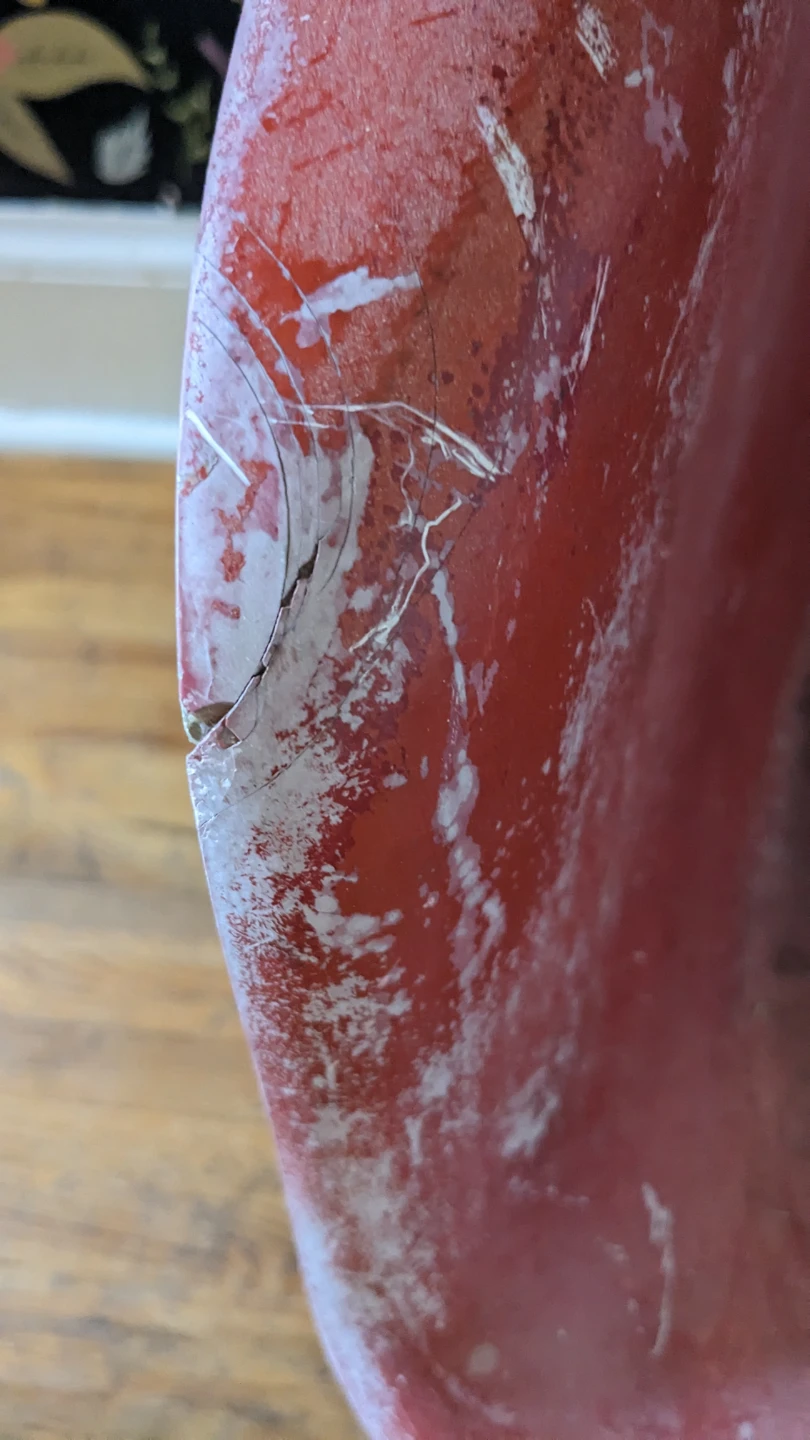 Vintage Red Plastic Shell Chair with Metal Legs - photo 3