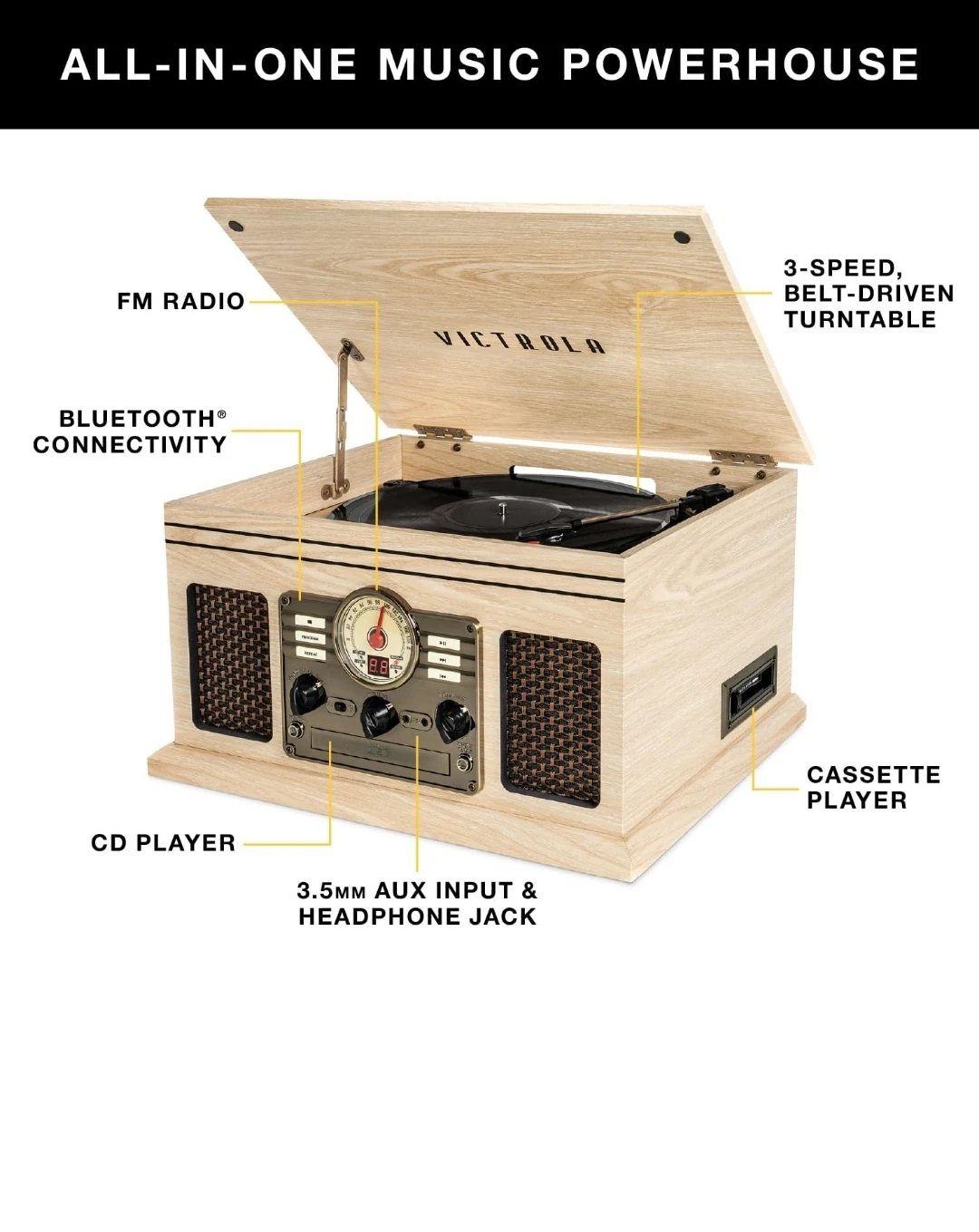 Victrola 3-Speed Turntable with Bluetooth and CD Player - photo 2