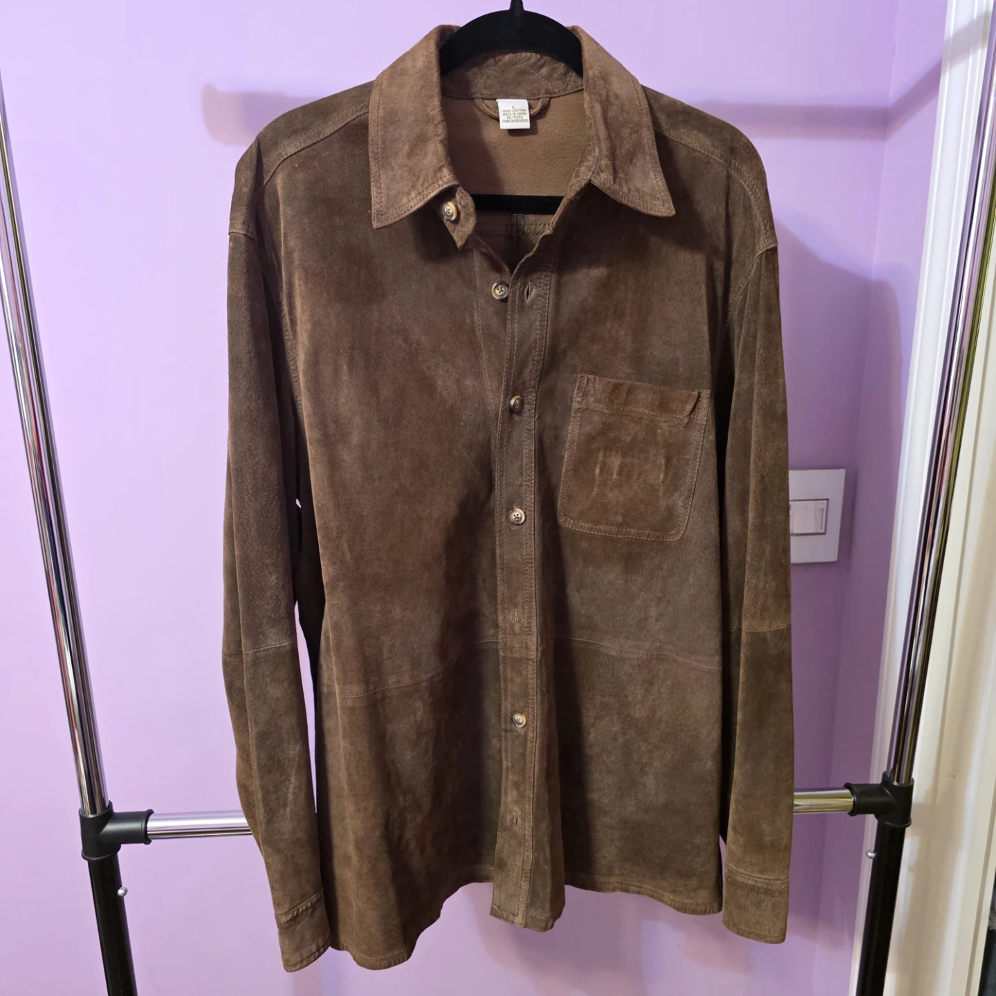 Orvisv Brown Suede Button-Up Shirt size L