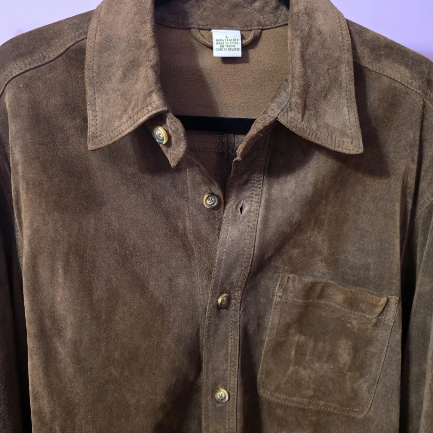 Orvisv Brown Suede Button-Up Shirt size L - photo 2