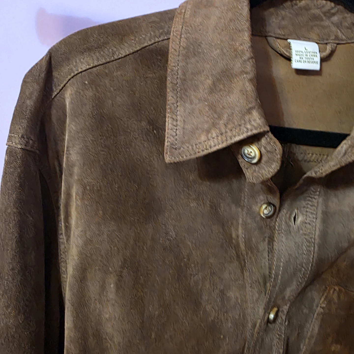 Orvisv Brown Suede Button-Up Shirt size L - photo 3