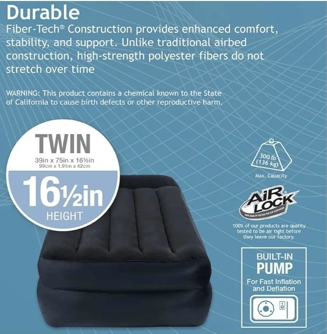 Intex Dura-Beam Plus Twin Air Mattress with Built-in Pump - photo 3
