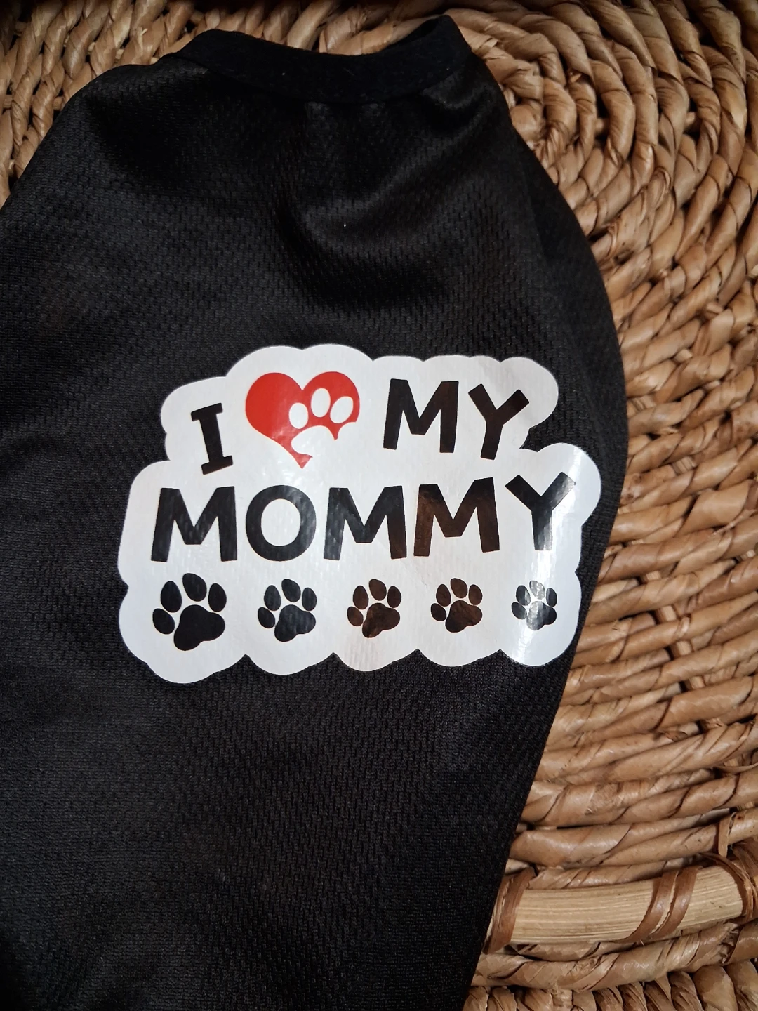Black Pet Shirt "I Love My Mommy" Paw Print Design