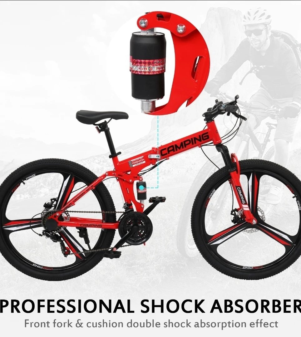 Red Camping Folding Mountain Bike