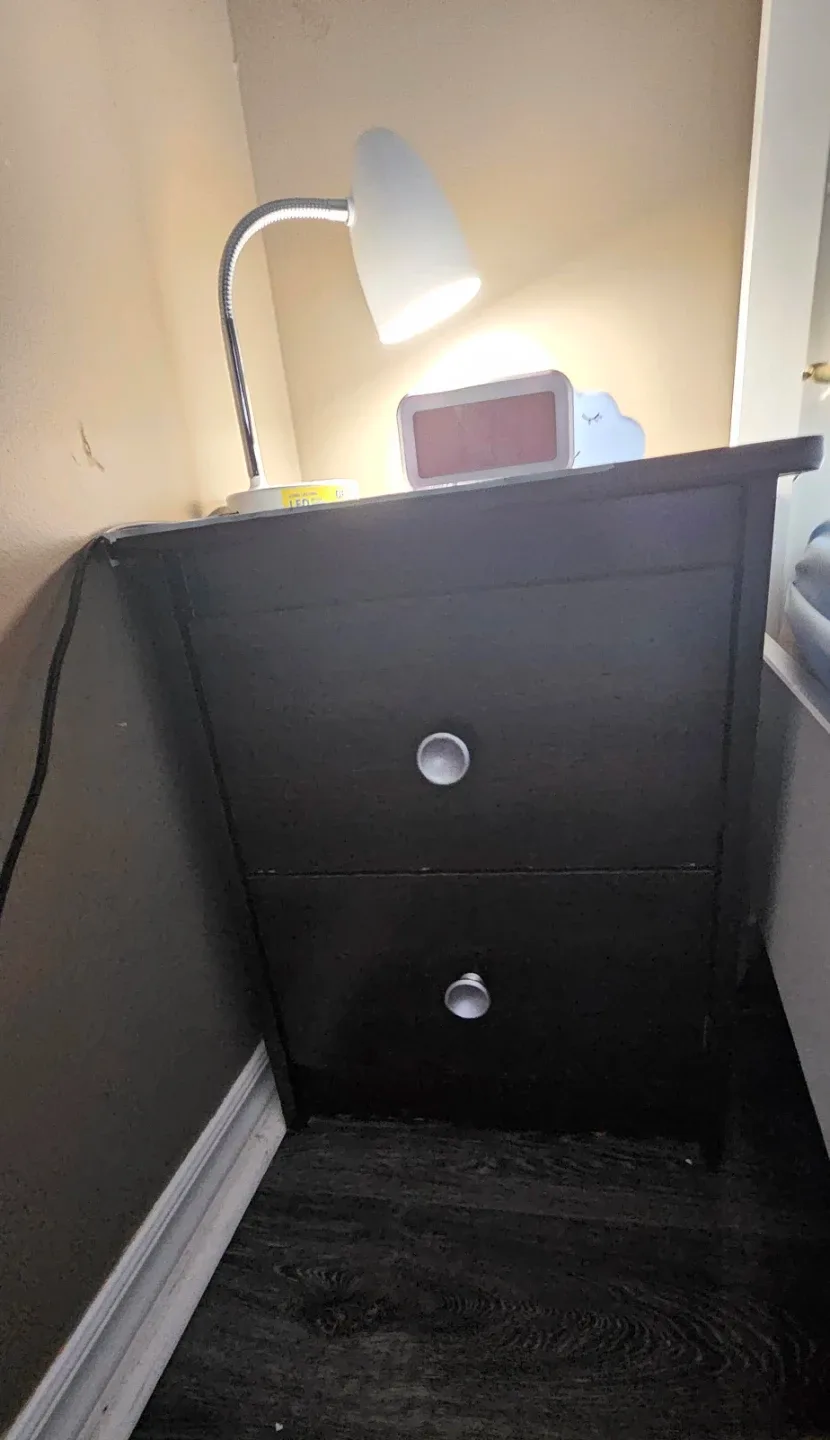 Black 2-Drawer Nightstand