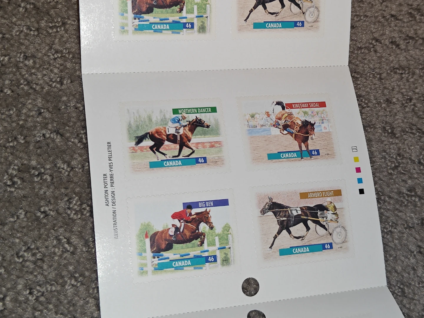 Stamp Booklet - 1999 Canada Post Canadian Horses Stamps - photo 3