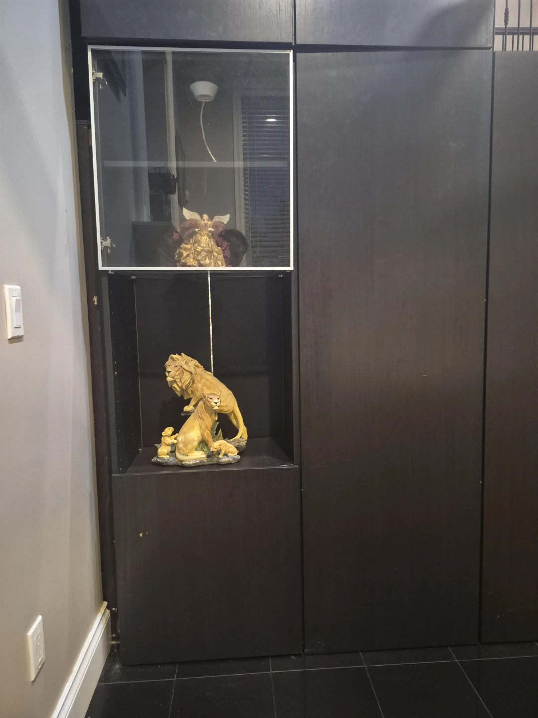 Dark Brown Cabinet with Display Shelves - photo 2