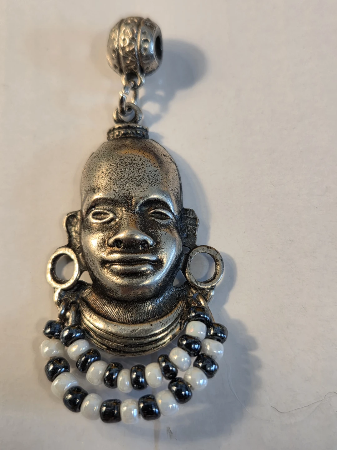 Pendant Charm with African Face and Beads