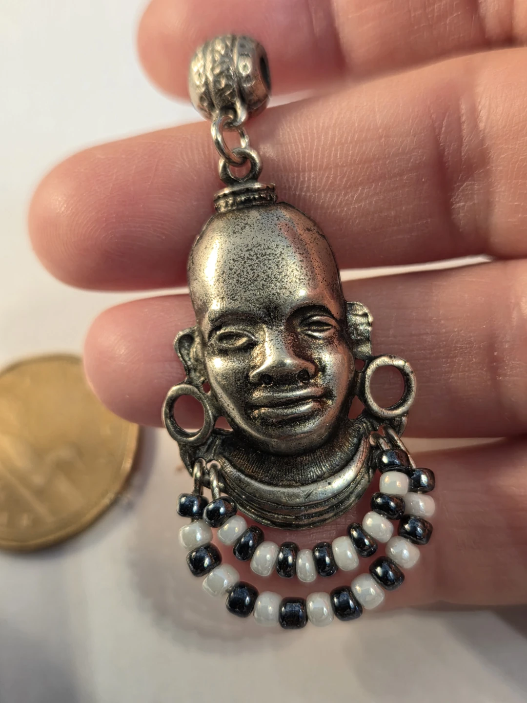 Pendant Charm with African Face and Beads - photo 4