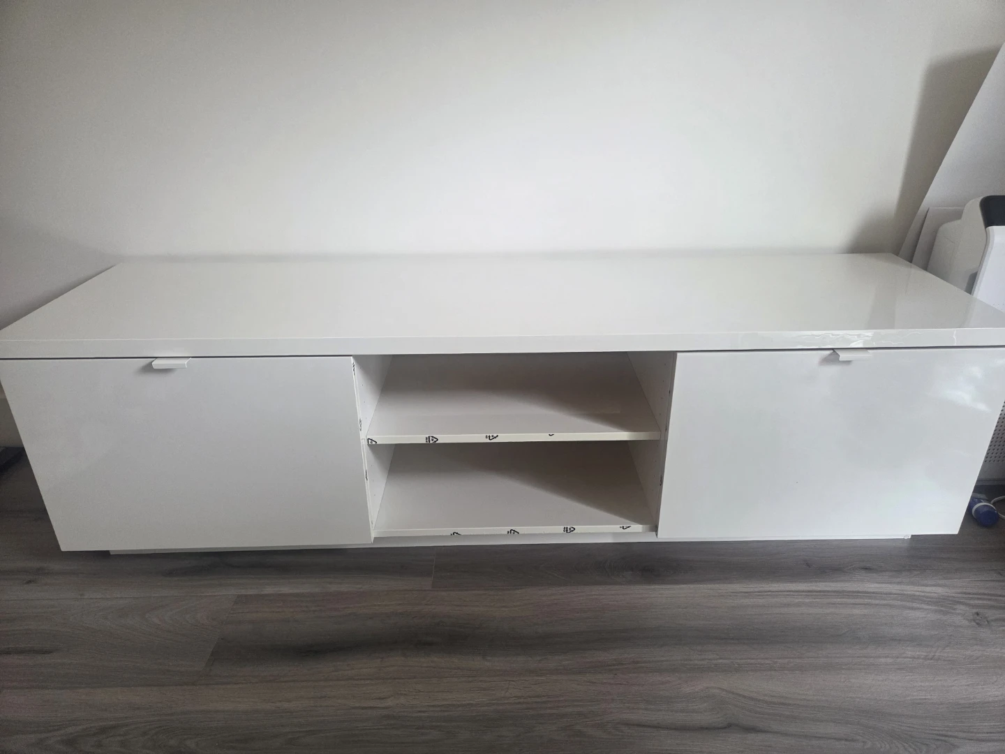 White TV Stand with Drawers and Shelves