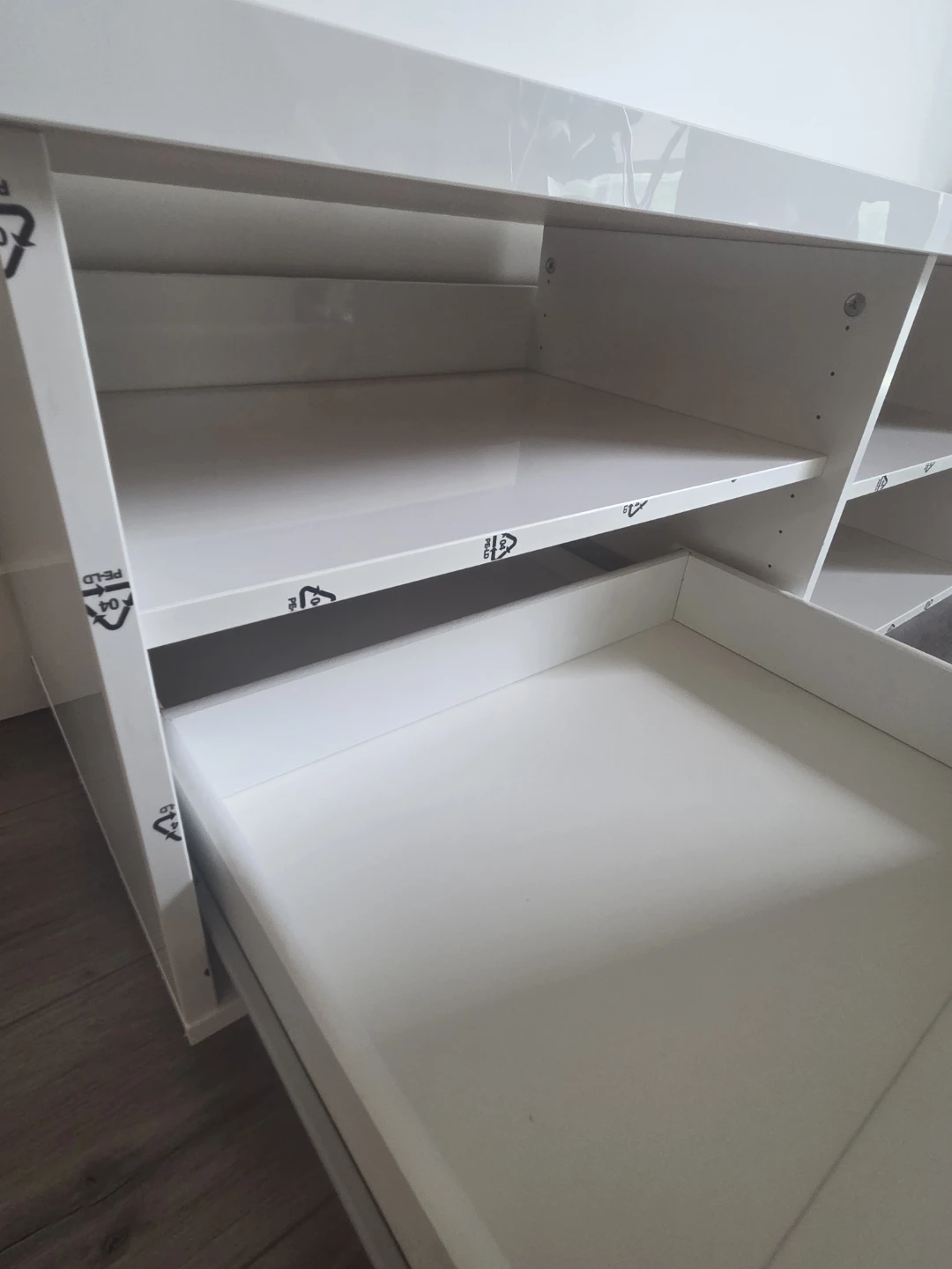White TV Stand with Drawers and Shelves - photo 4