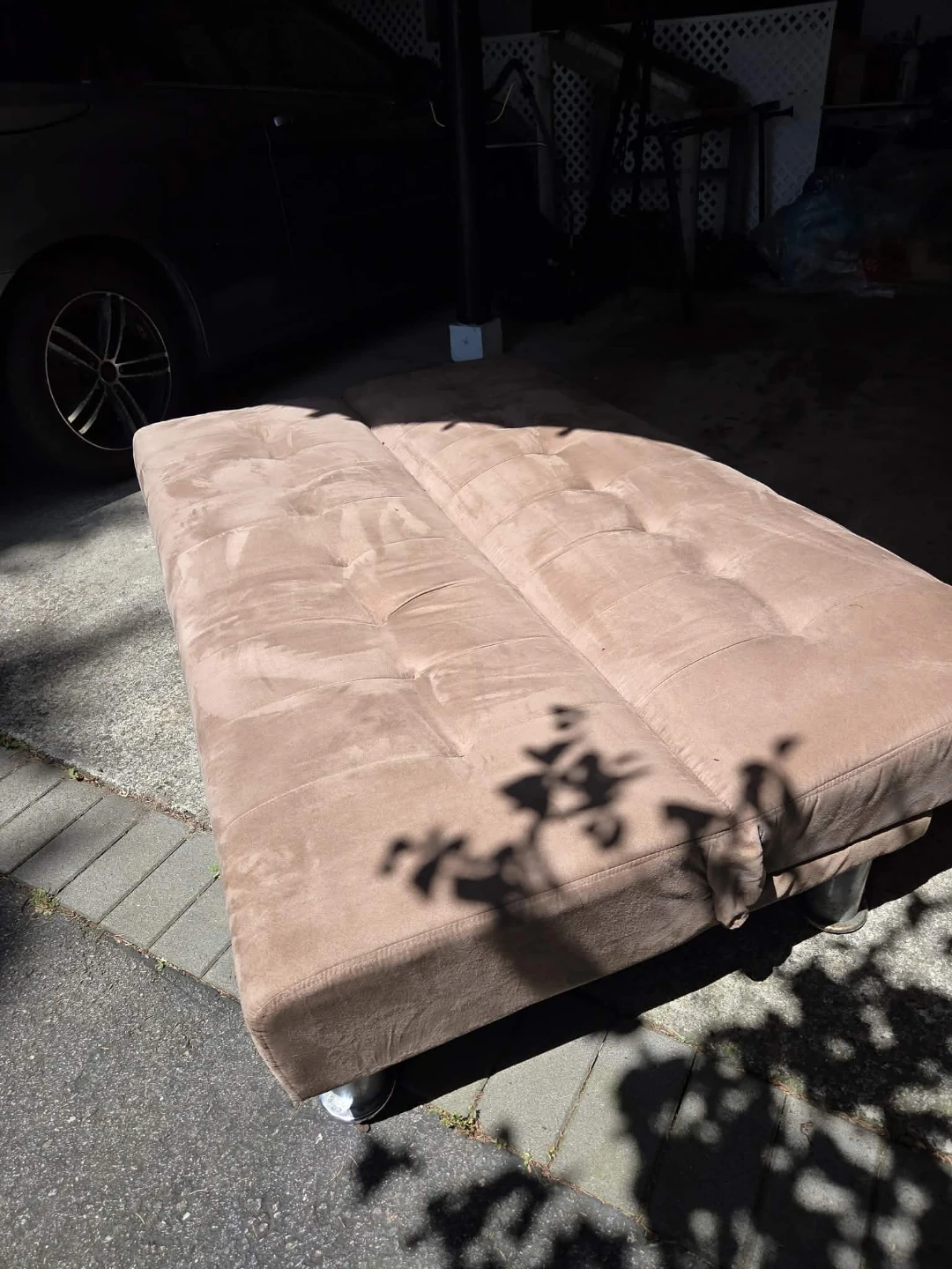 TAN SUEDE FUTON SOFA BED - photo 2