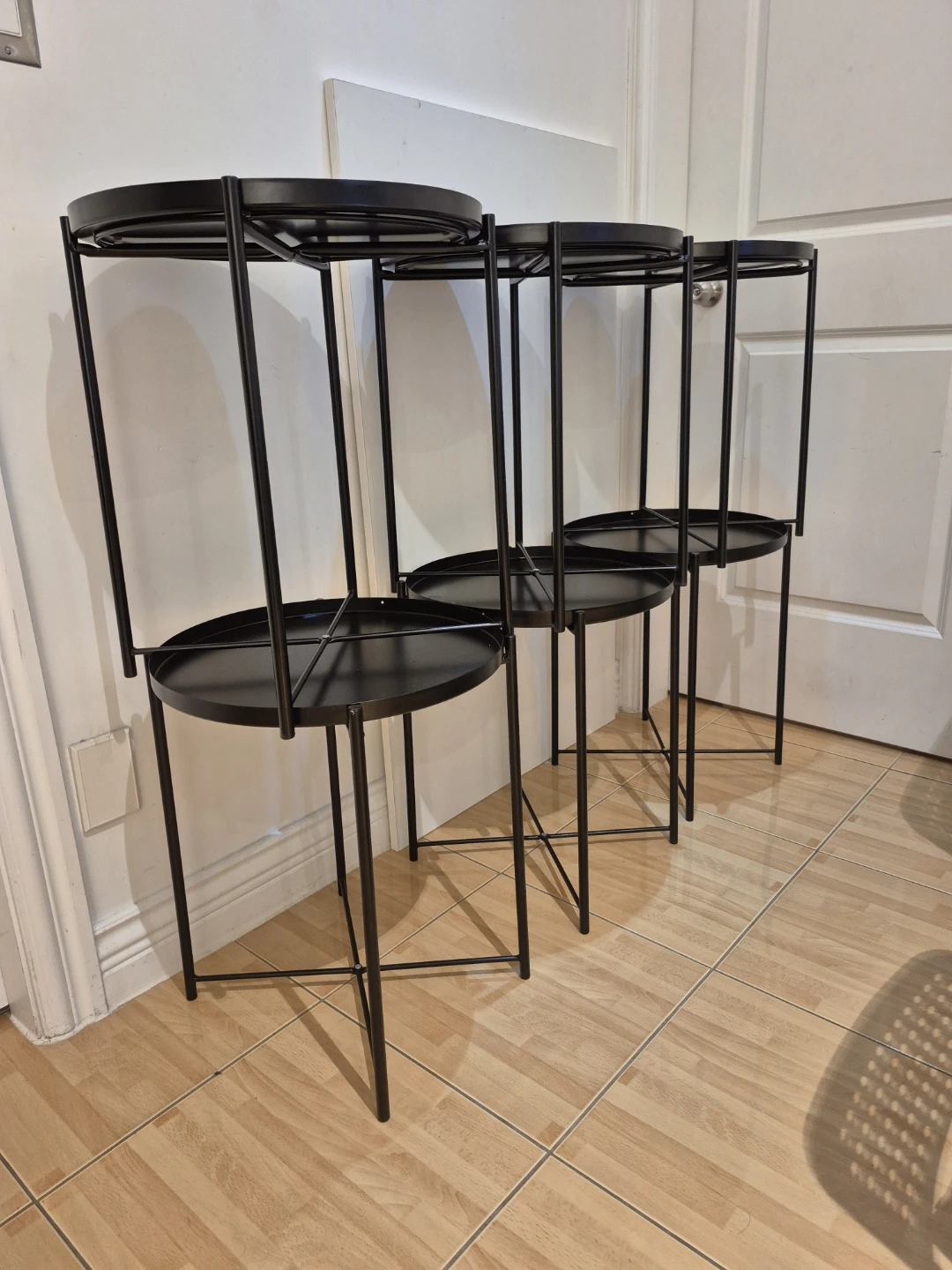 Black Metal Side Table with Tray Top - photo 3