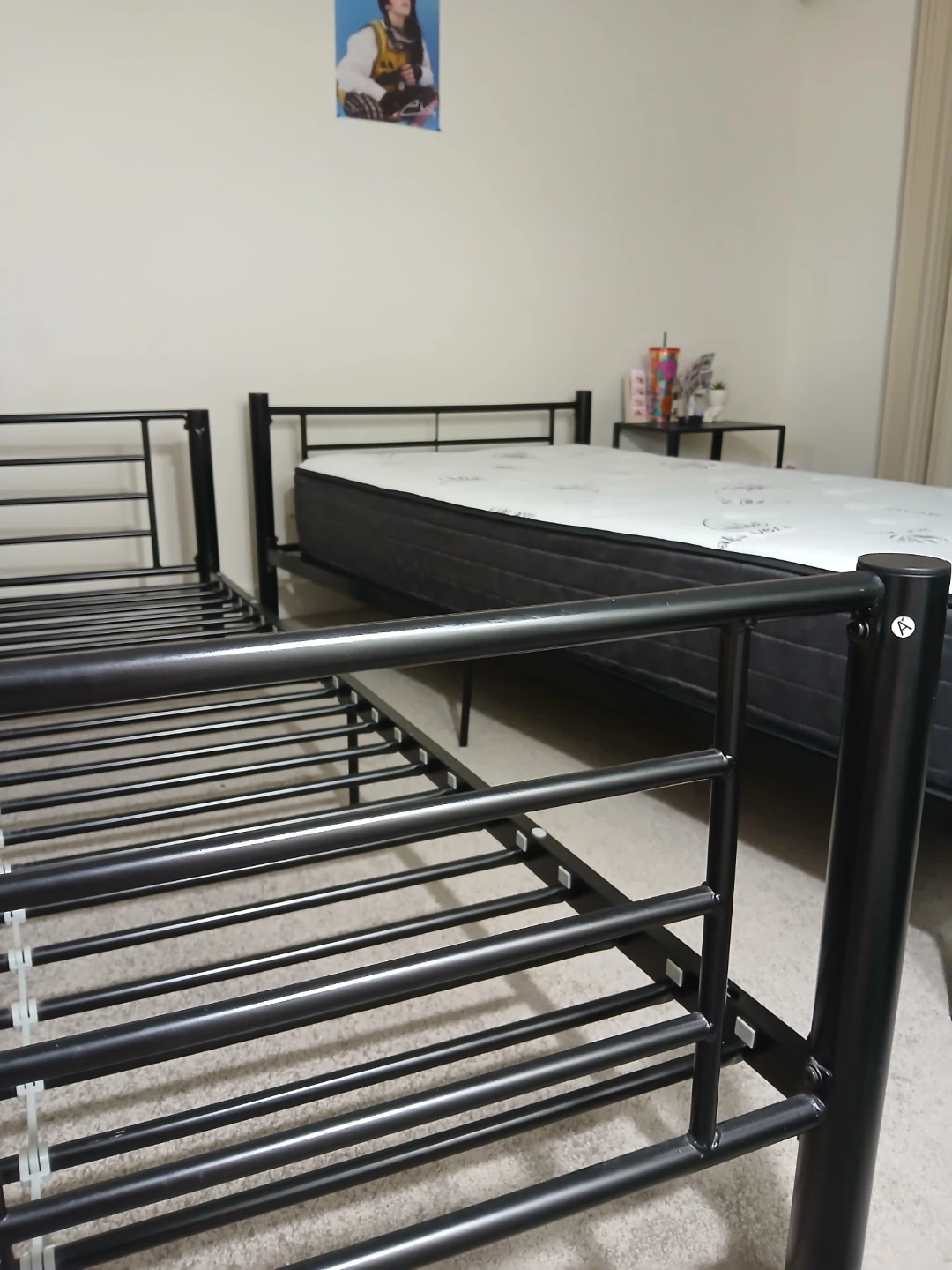 Set Of 2 Twin Metal Bed Frames with 2 Matresses - photo 3