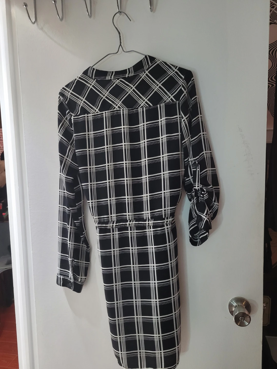Seductions Women's Black & White Plaid Shirt Dress - photo 2