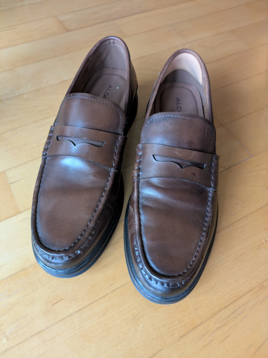 Aldo Brown Leather Loafers - Men's Size 9